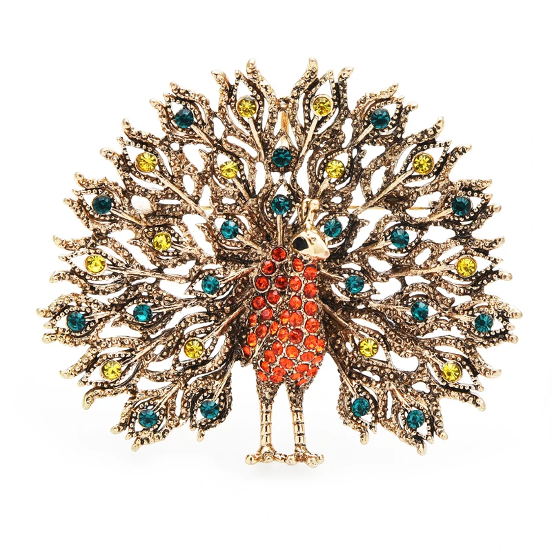 Sparkling Rhinestone Peacock Brooch Montipi