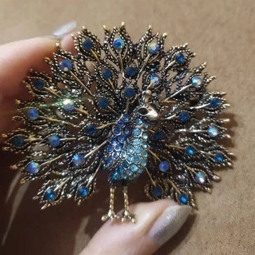 Sparkling Rhinestone Peacock Brooch Montipi