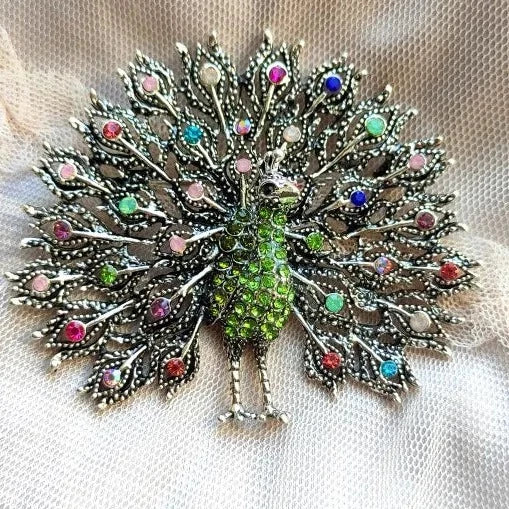 Sparkling Rhinestone Peacock Brooch Montipi