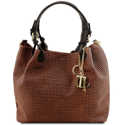 TL KEYLUCK Woven Printed Leather Shopping Bag Montipi