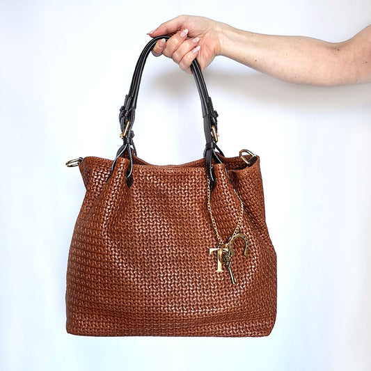 TL KEYLUCK Woven Printed Leather Shopping Bag