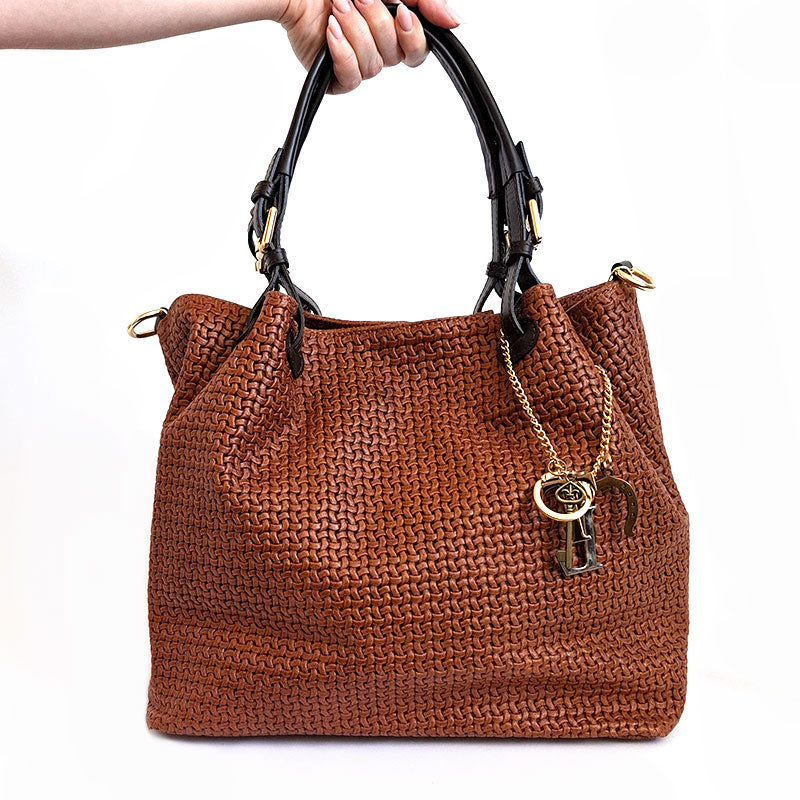 TL KEYLUCK Woven Printed Leather Shopping Bag