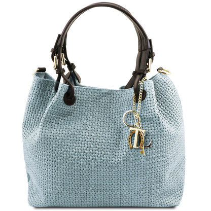 Keyluck Woven Leather Tote Bag