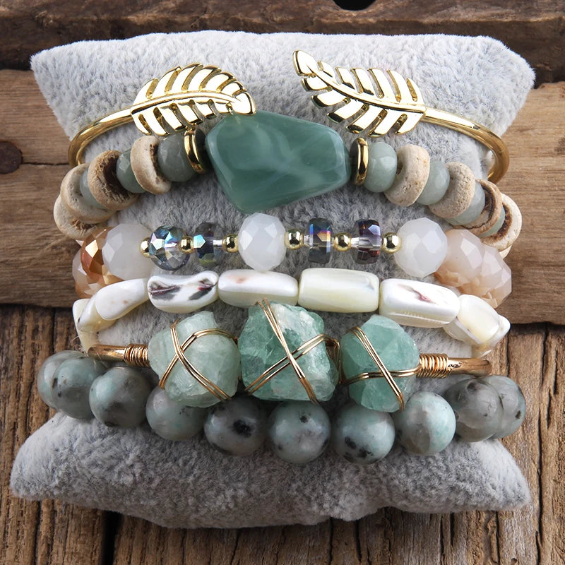 boho inspired teal Fantasy Beaded Bracelet Set by Montipi Australia