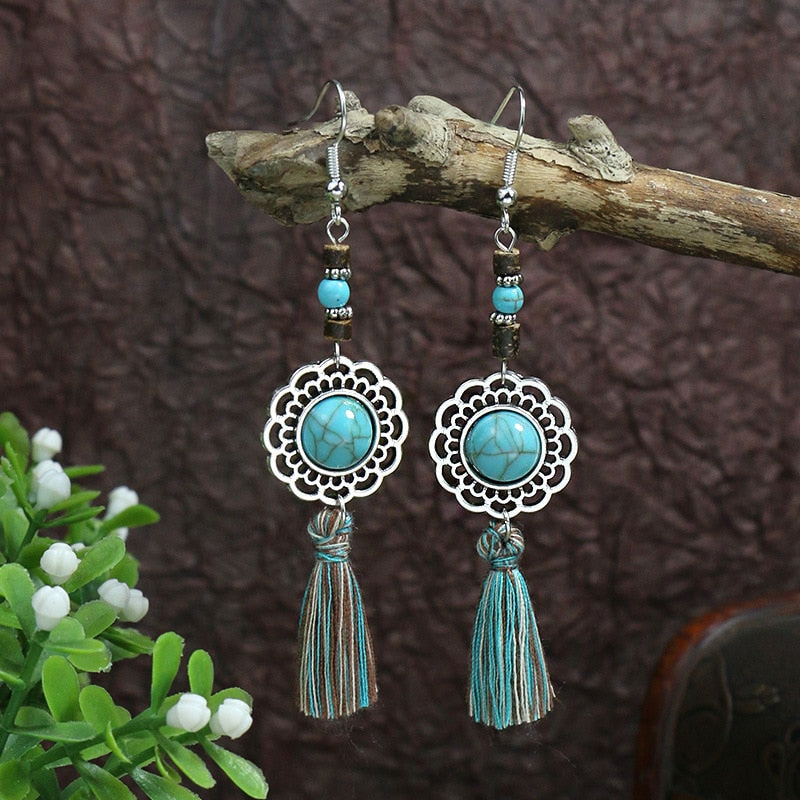 Vintage Boho Ethnic Turquoise Earrings Montipi