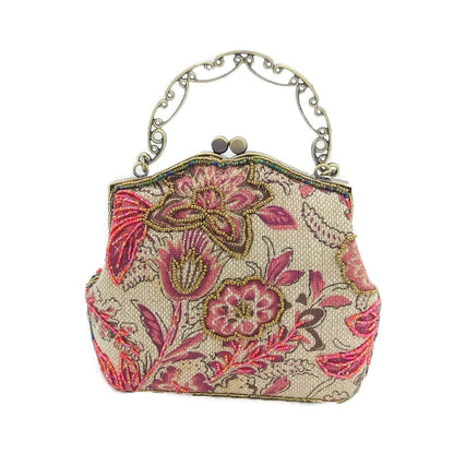 Vintage Embroidery Floral Beaded Purse Bag Montipi