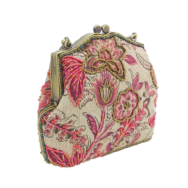 Vintage Embroidery Floral Beaded Purse Bag Montipi