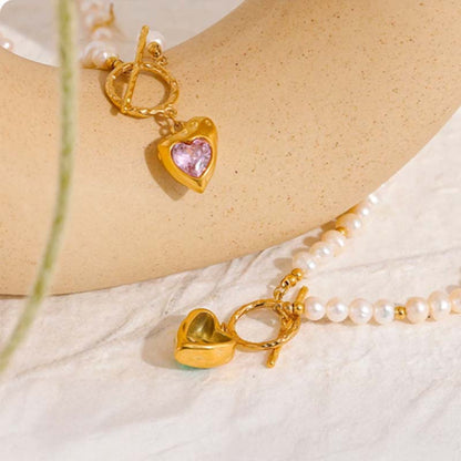 Pop Heart Pearl Necklace