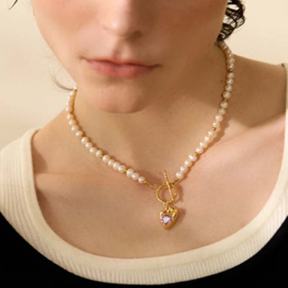 Pop Heart Pearl Necklace