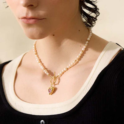 Pop Heart Pearl Necklace